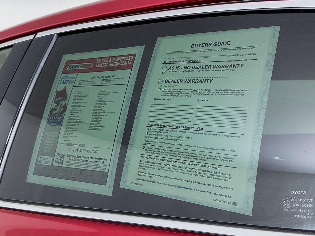 Used 2022 Toyota Venza LE AWD/4WD image 13