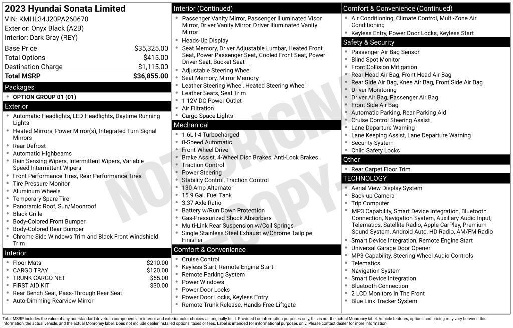 Certified 2023 Hyundai Sonata Limited FWD image 33