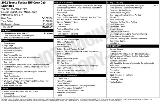 Used 2022 Toyota Tundra SR5 w/ Convenience Package RWD image 27