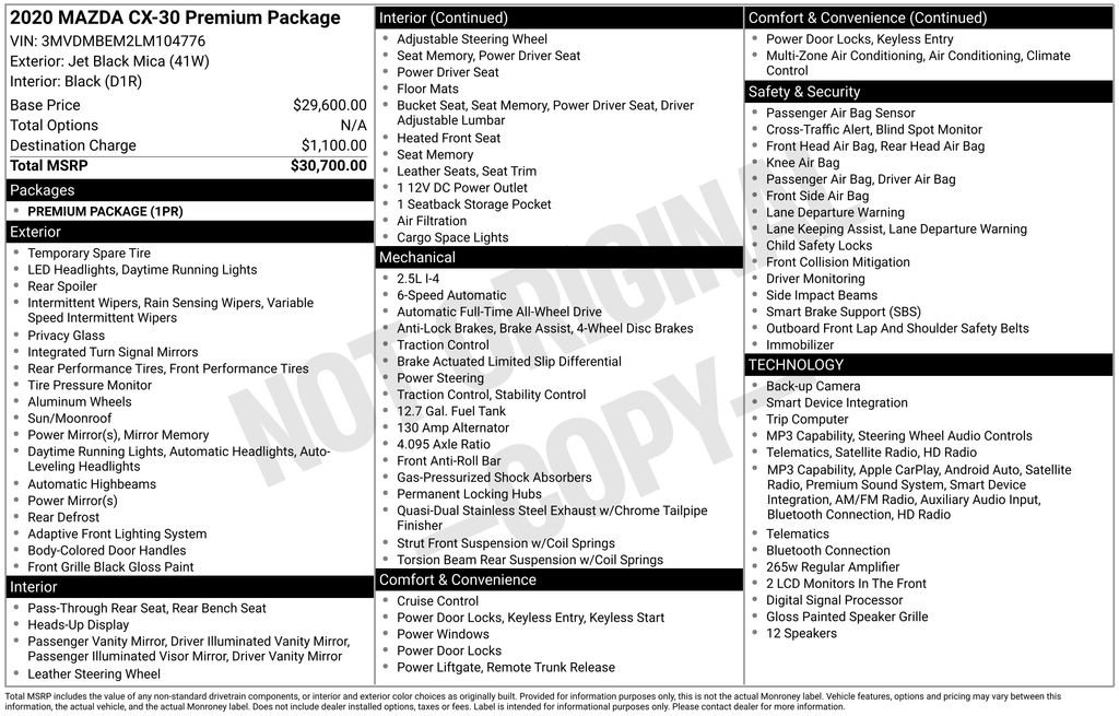 Used 2020 MAZDA CX-30 AWD w/ Premium Package image 26
