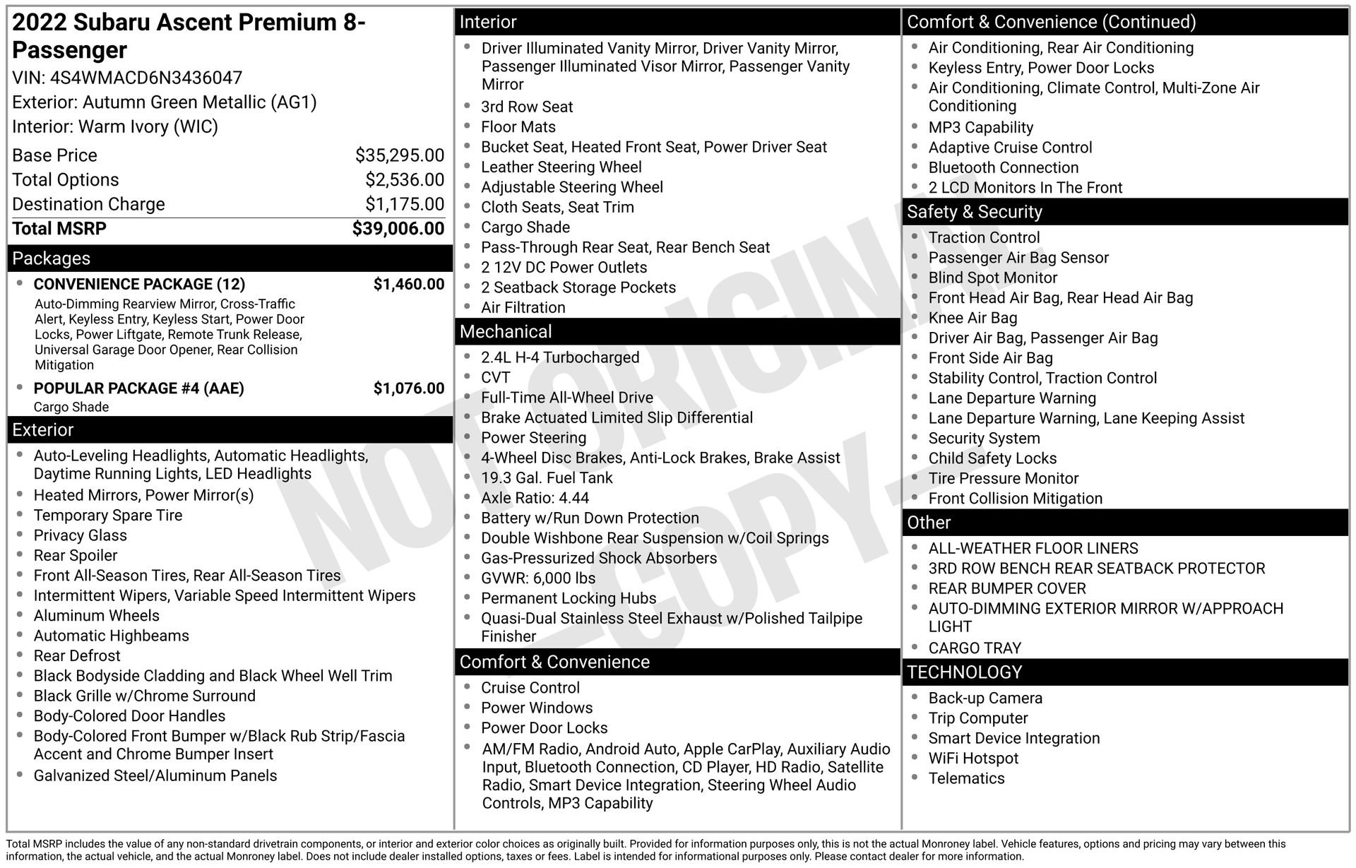 Used 2022 Subaru Ascent Premium w/ Convenience Package image 5