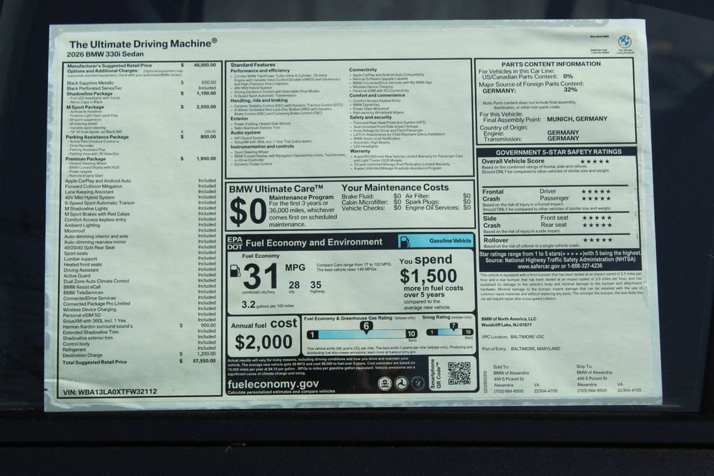 New 2026 BMW 330i Sedan w/ M Sport Package image 2