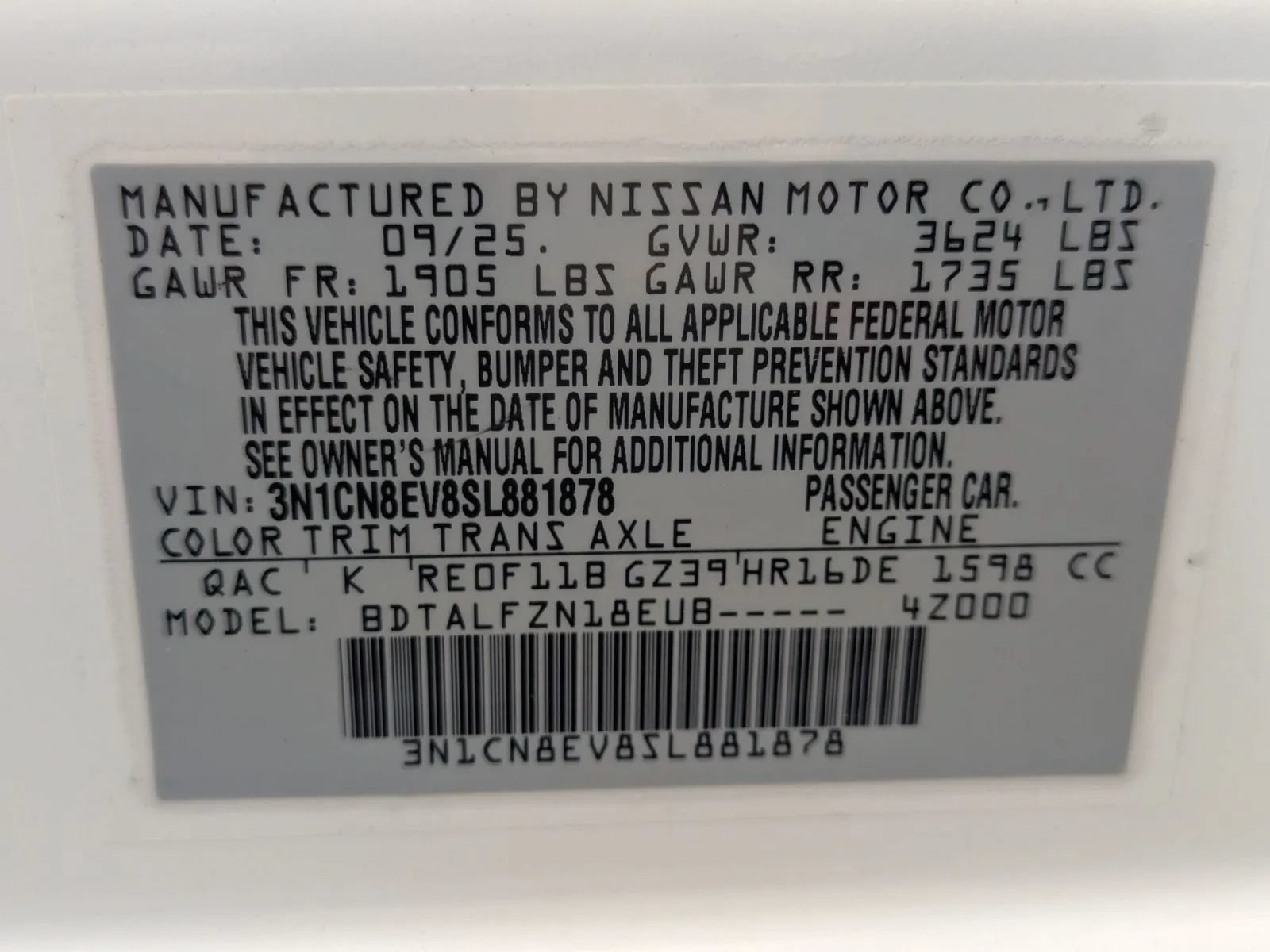 New 2025 Nissan Versa SV w/ Trunk Package FWD image 23