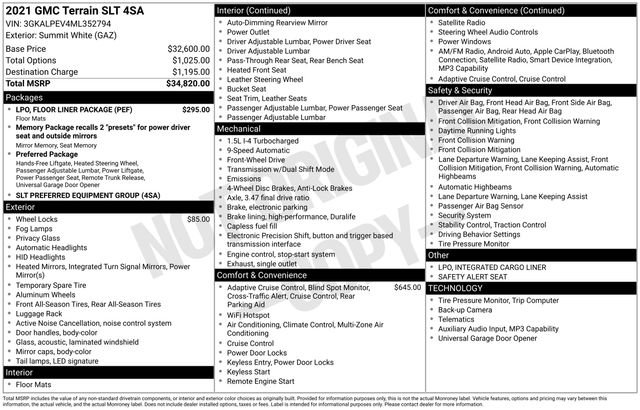 Certified 2021 GMC Terrain SLT w/ LPO, Floor Liner Package image 7