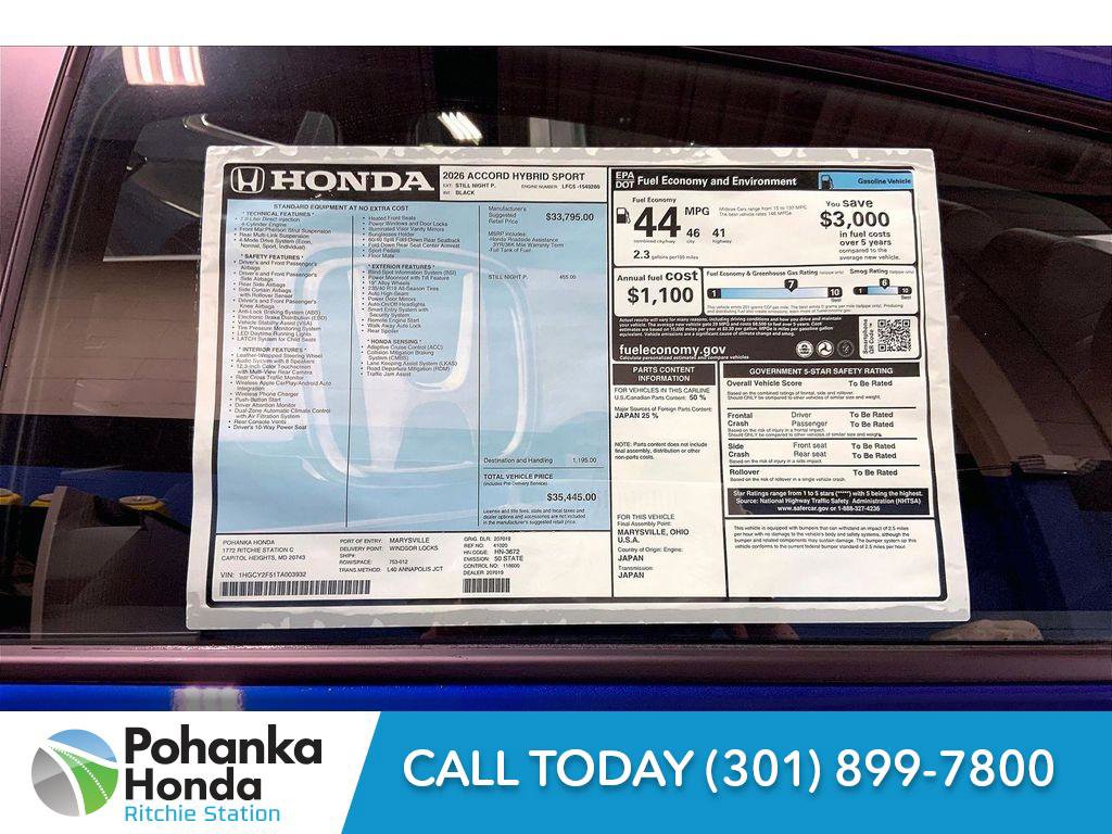 New 2026 Honda Accord Hybrid Sport image 22