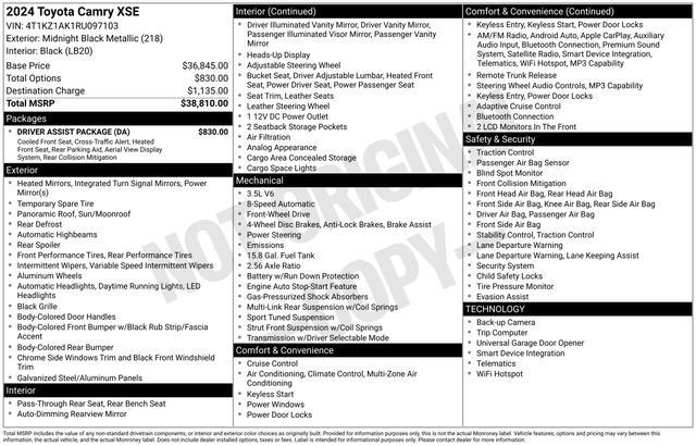 Used 2024 Toyota Camry XSE w/ Driver Assist Package image 30