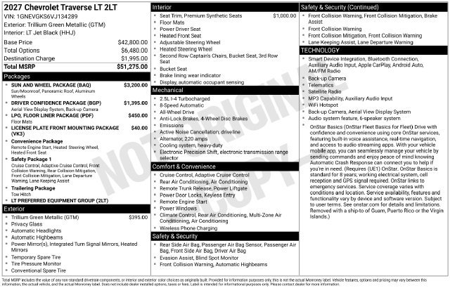 New 2027 Chevrolet Traverse LT w/ Sun and Wheel Package AWD/4WD image 6