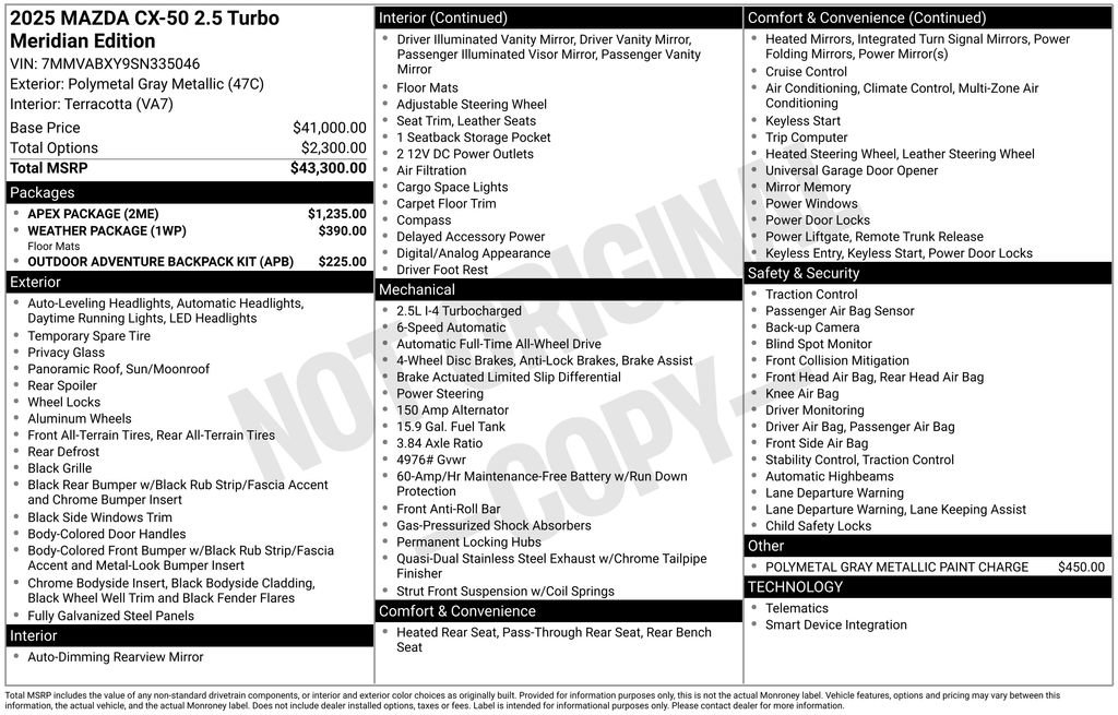 New 2025 MAZDA CX-50 Meridian Edition w/ Apex Package image 6