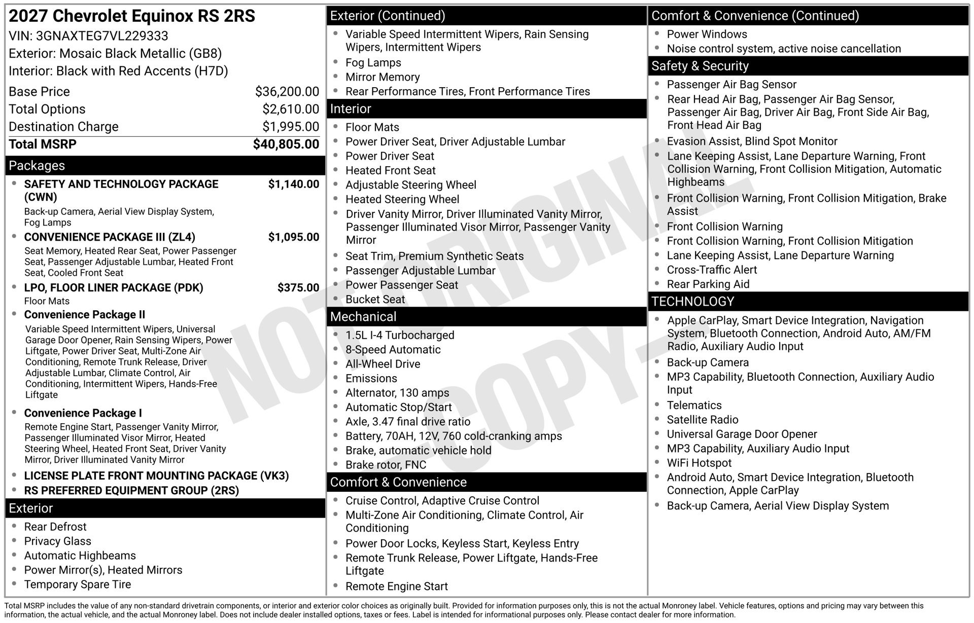 New 2027 Chevrolet Equinox RS w/ Safety and Technology Package AWD/4WD image 5
