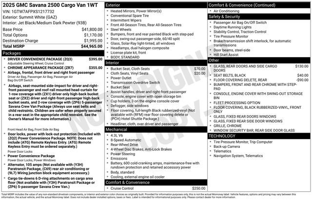 Used 2025 GMC Savana 2500 w/ Driver Convenience Package RWD image 13