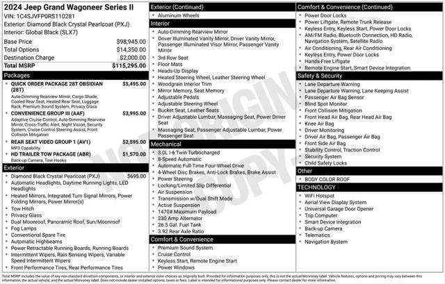 Certified 2024 Jeep Grand Wagoneer Series II Obsidian w/ Quick Order Packagew 28T AWD/4WD image 13