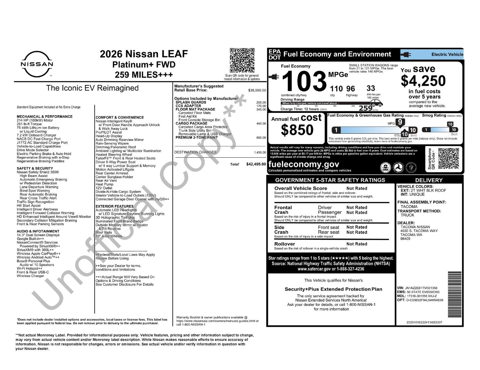New 2026 Nissan Leaf Platinum+ w/ Cargo Package (Platinum+) image 29