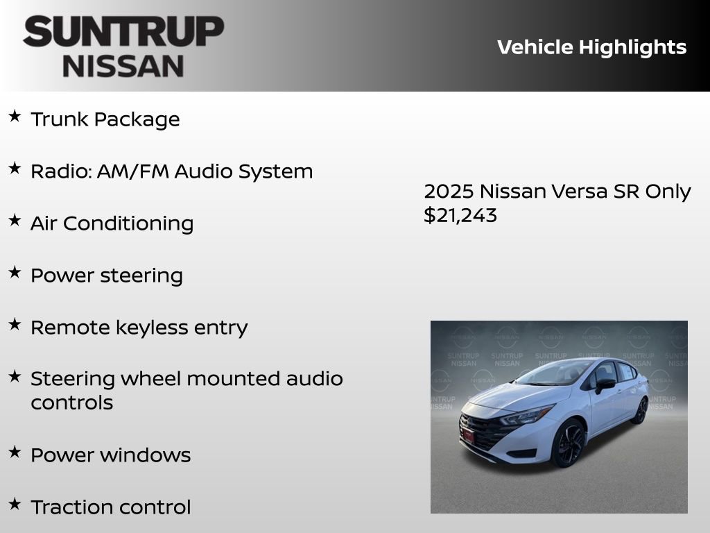New 2025 Nissan Versa SR w/ Trunk Package image 8