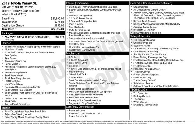 Certified 2019 Toyota Camry SE image 7