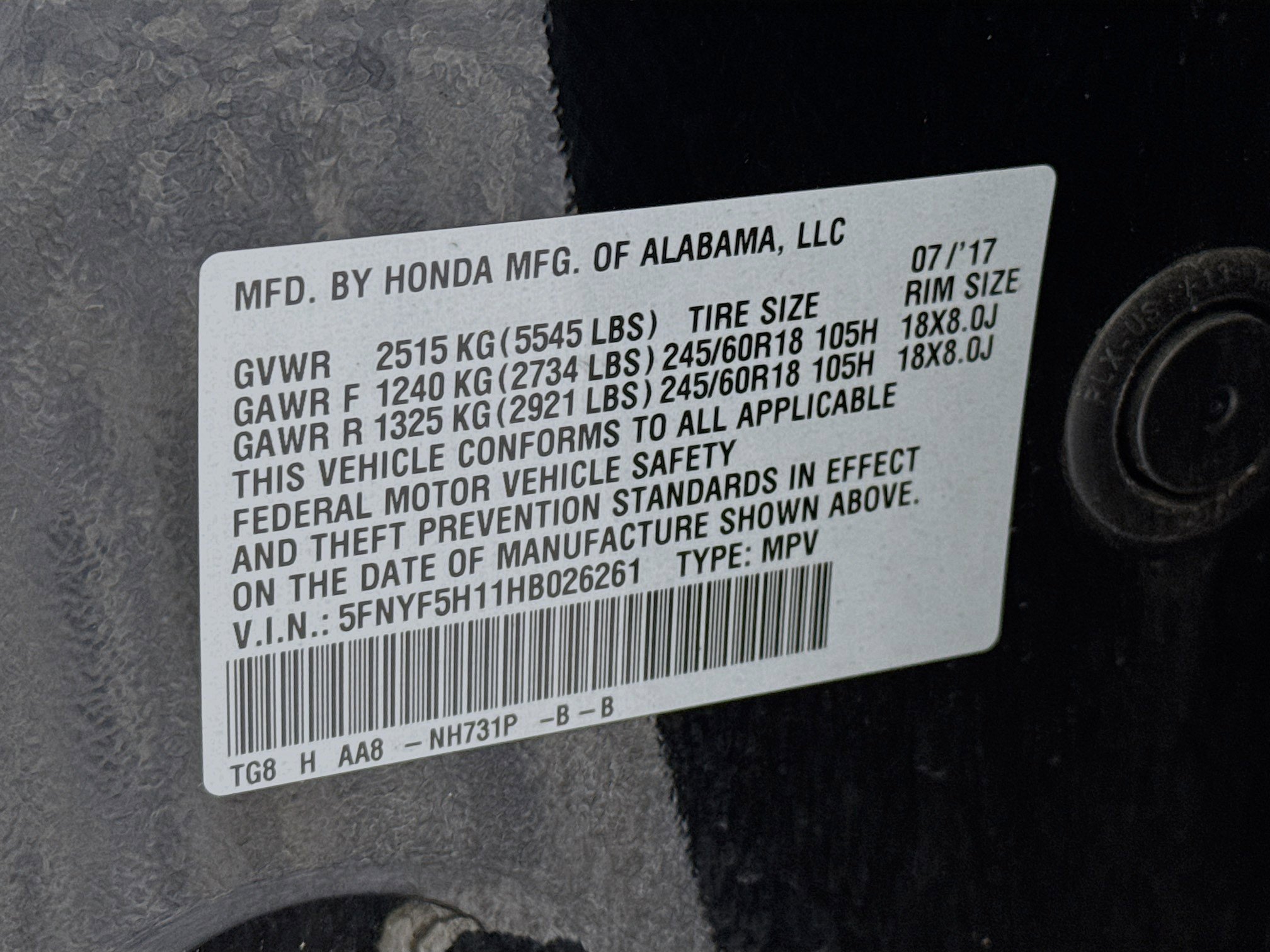 Certified 2017 Honda Pilot LX image 30