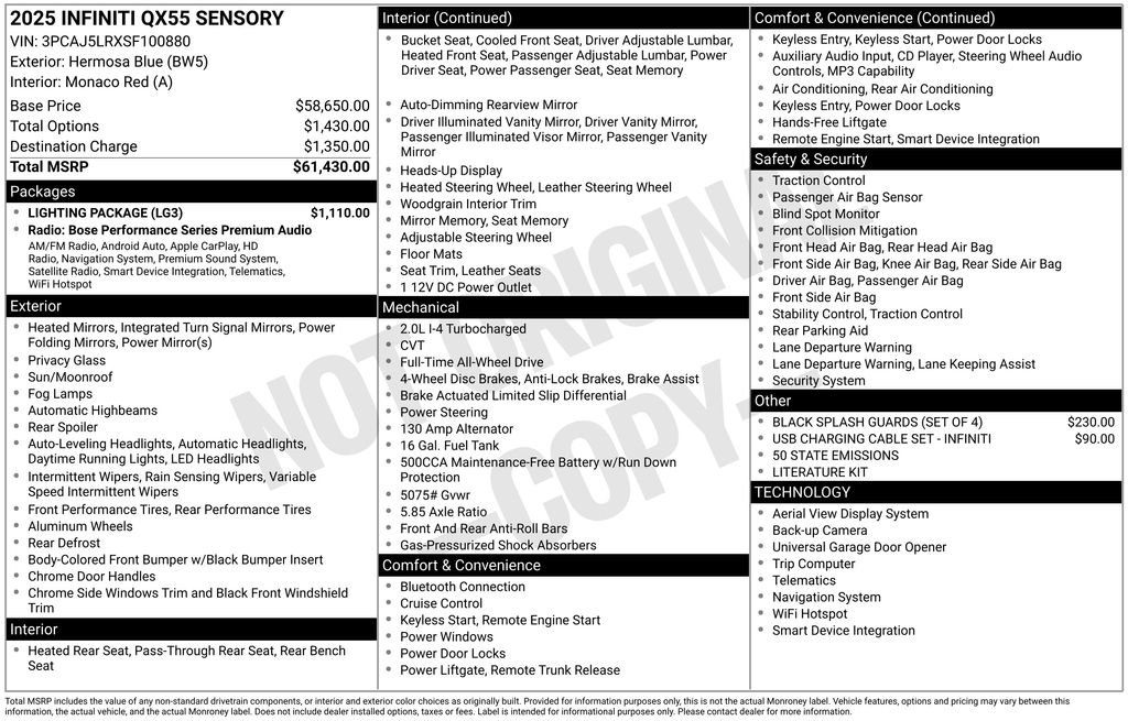 Used 2025 INFINITI QX55 Sensory w/ Lighting Package AWD/4WD image 4