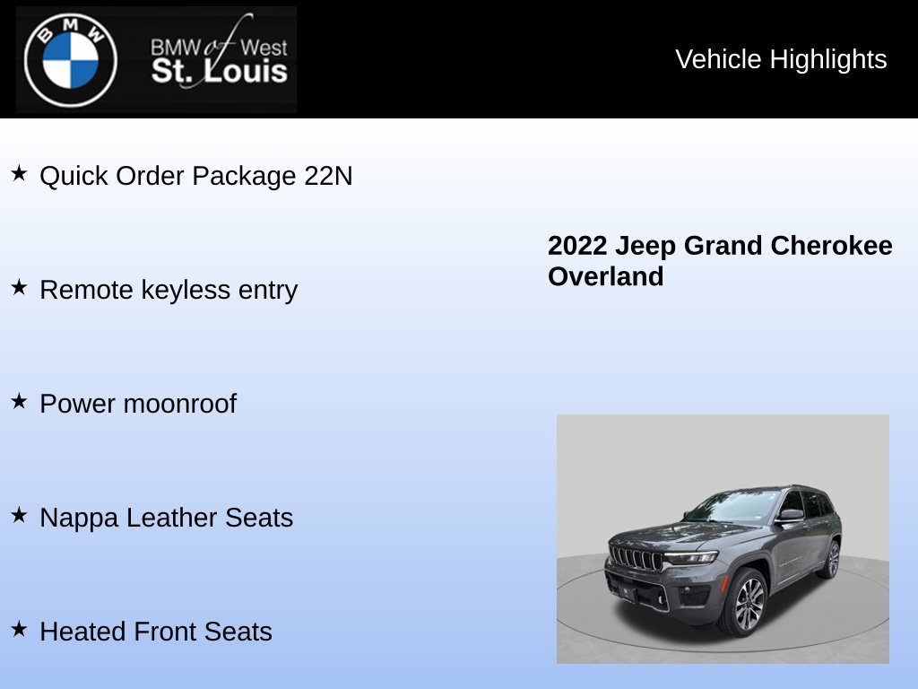 Used 2022 Jeep Grand Cherokee Overland AWD/4WD image 8