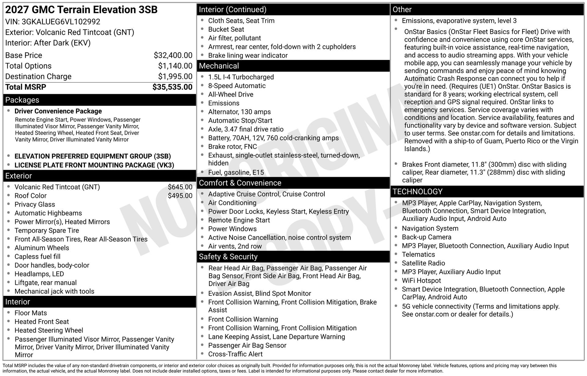 New 2027 GMC Terrain Elevation AWD/4WD image 3