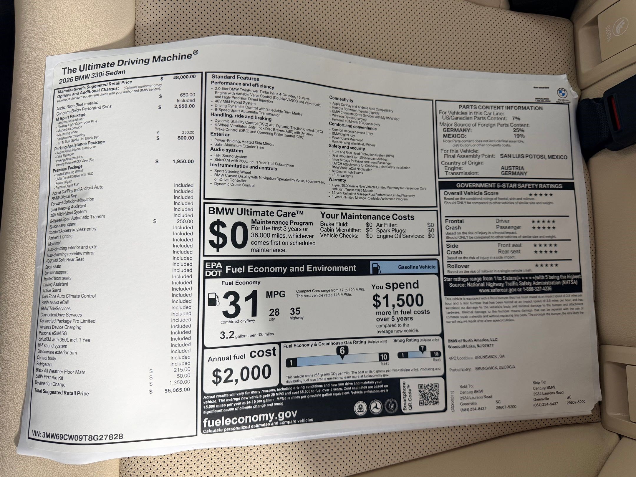 New 2026 BMW 330i Sedan w/ M Sport Package RWD image 20