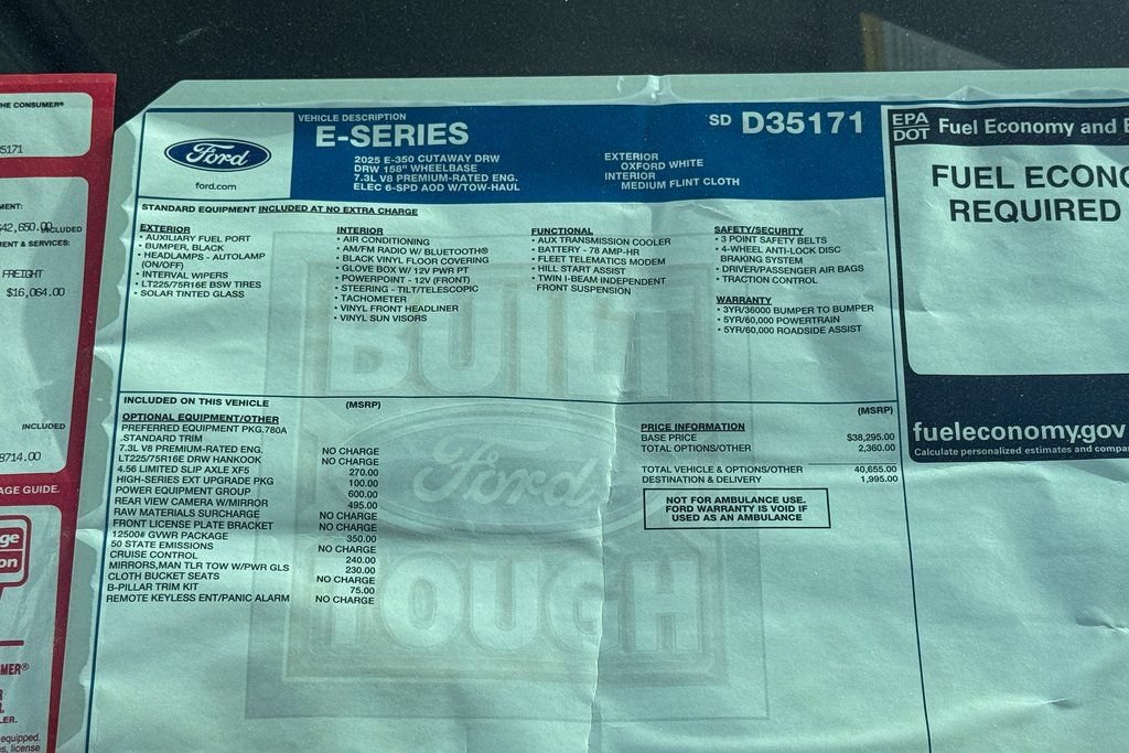 New 2025 Ford E-350 and Econoline 350 Super Duty w/ Power Equipment Group RWD image 11