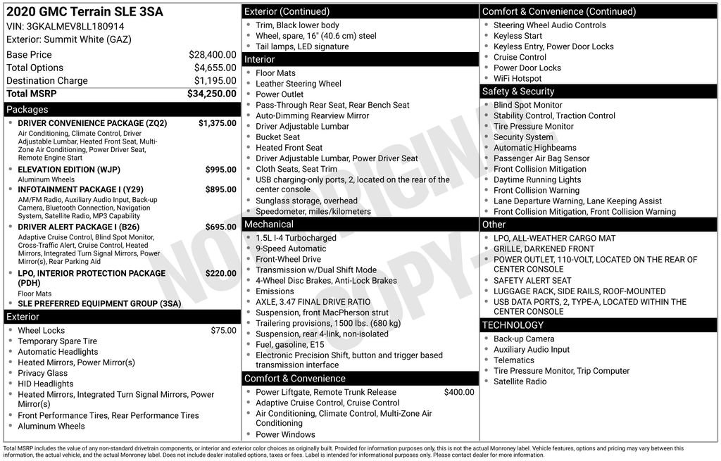 Used 2020 GMC Terrain SLE w/ Driver Convenience Package FWD image 4