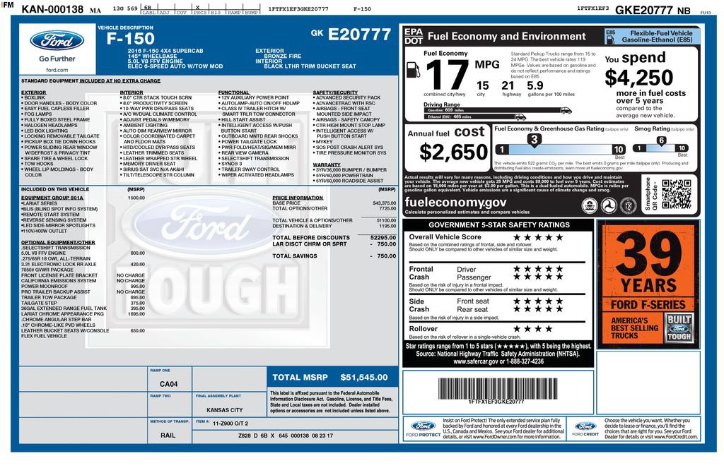 Used 2016 Ford F150 Lariat AWD/4WD image 4