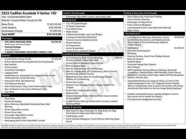 Certified 2023 Cadillac Escalade V w/ LPO, ONYX Package AWD/4WD image 47