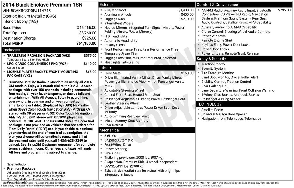 Used 2014 Buick Enclave Premium w/ Trailering Provision Package FWD image 15