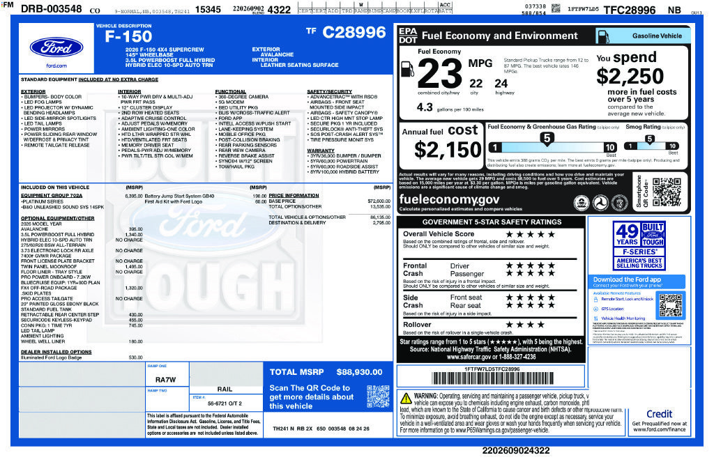 New 2026 Ford F150 Platinum w/ Equipment Group 702A High AWD/4WD image 23