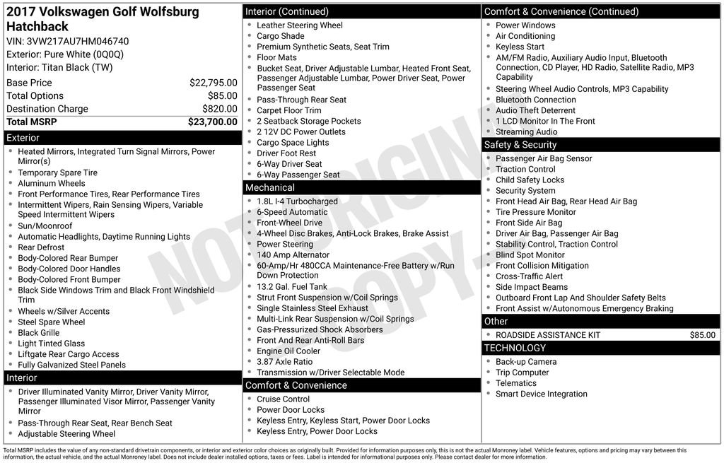 Used 2017 Volkswagen Golf Wolfsburg Edition FWD image 53