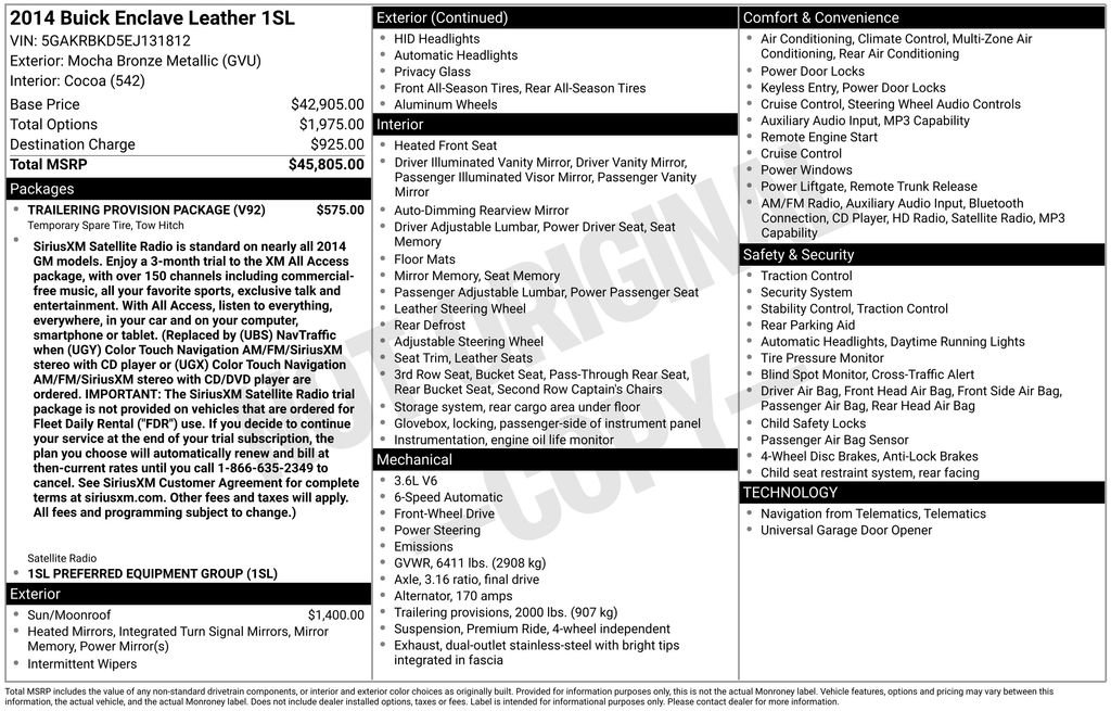 Used 2014 Buick Enclave Leather w/ Trailering Provision Package image 21