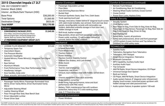 Used 2015 Chevrolet Impala LT w/ Convenience Package FWD image 24