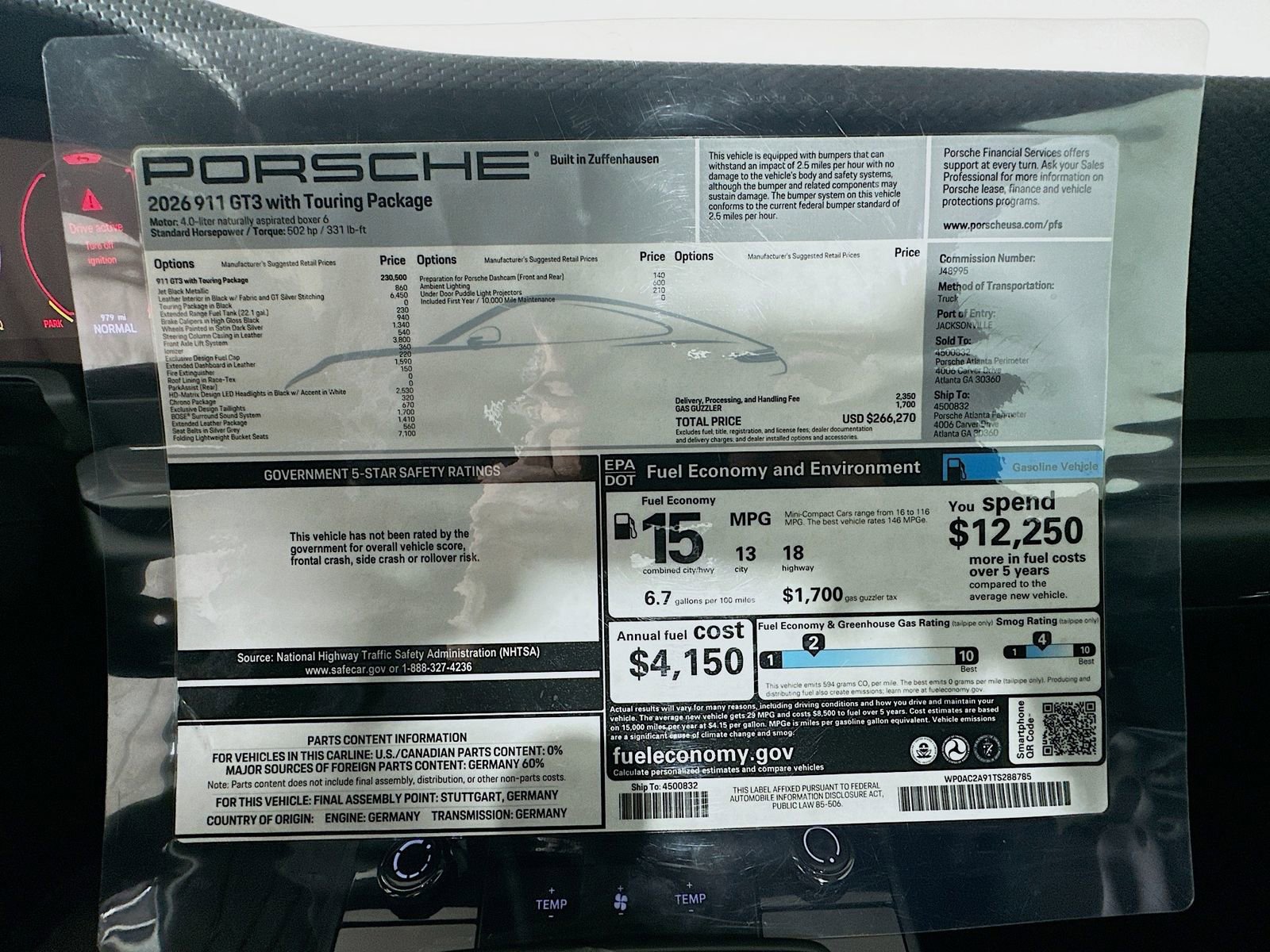Used 2026 Porsche 911 GT3 w/ Extended Leather Package RWD image 55