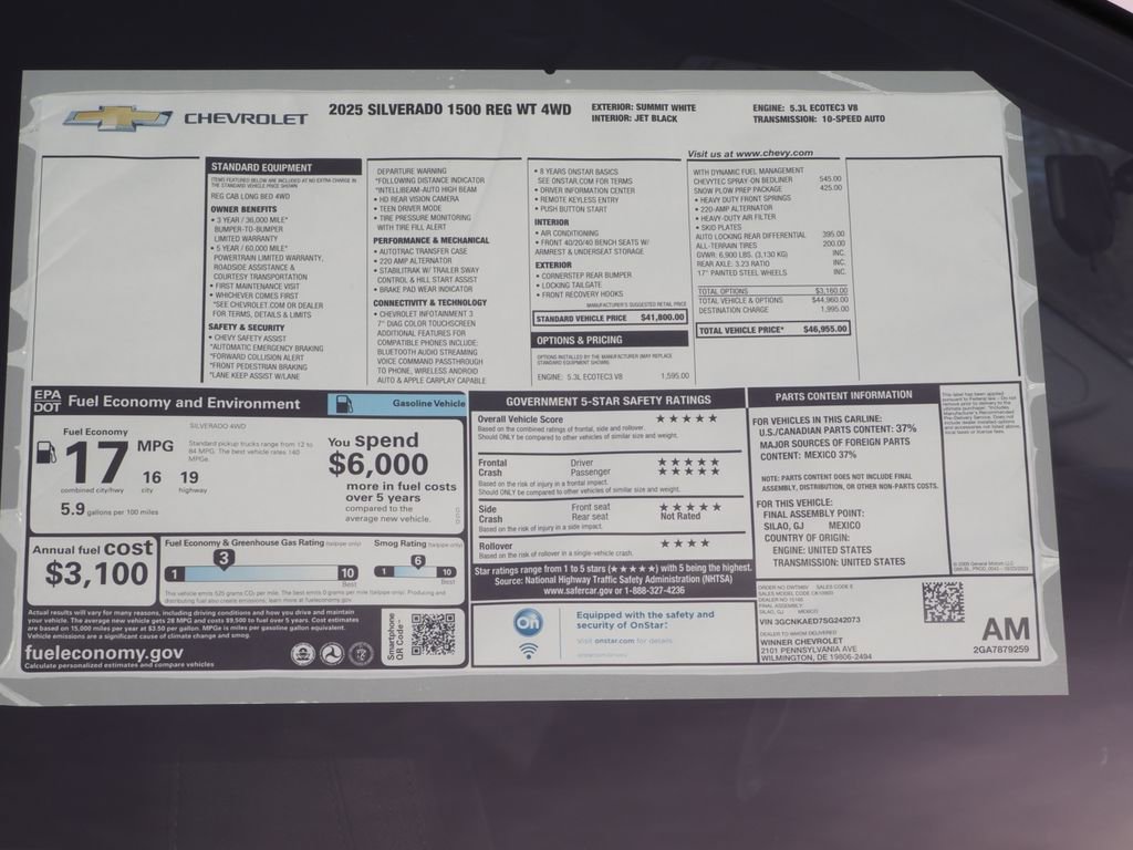 New 2025 Chevrolet Silverado 1500 W/T w/ Snow Plow Prep Package image 17