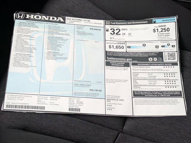 New 2025 Honda Accord SE image 20