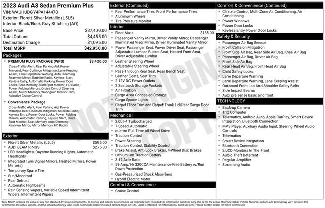 Used 2023 Audi A3 2.0T Premium Plus w/ Premium Plus Package AWD/4WD image 34