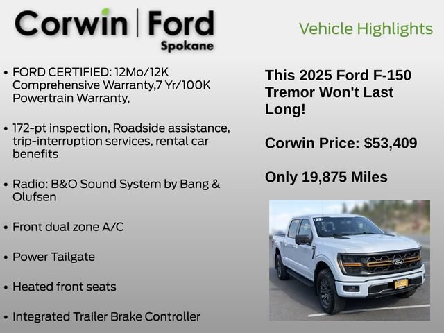 Certified 2025 Ford F150 Tremor w/ Bed Utility Package AWD/4WD image 13