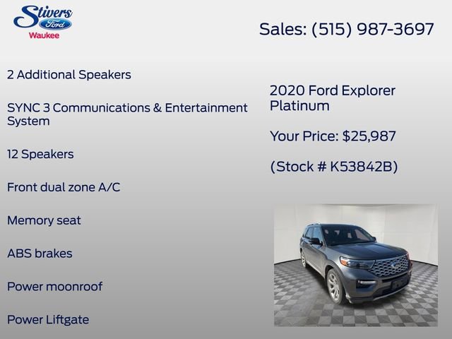 Used 2020 Ford Explorer Platinum w/ Premium Technology Package image 21