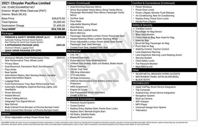 Certified 2021 Chrysler Pacifica Limited w/ Premium & Safety Sphere Group image 14