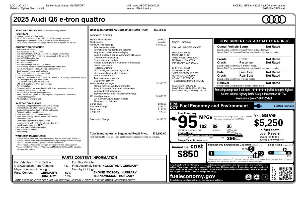 New 2025 Audi Q6 e-tron Premium Plus image 5