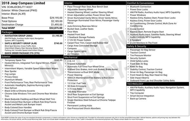 Used 2018 Jeep Compass Limited w/ Navigation Group AWD/4WD image 38