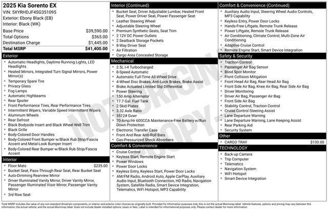 New 2025 Kia Sorento EX image 5