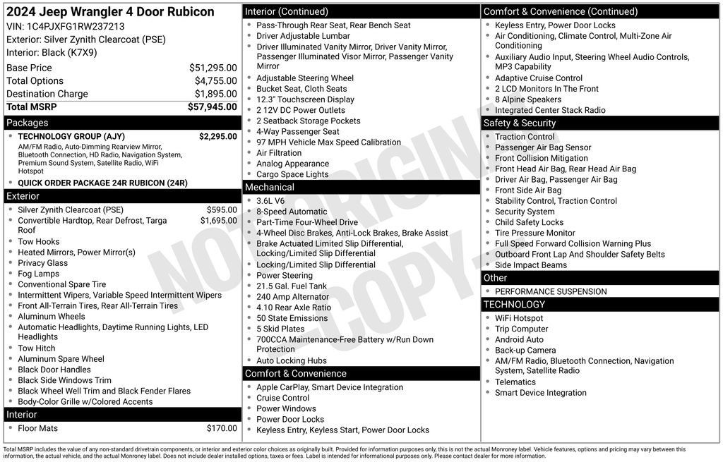 New 2024 Jeep Wrangler Unlimited Rubicon w/ Technology Group image 10