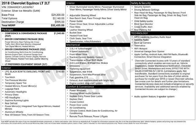 Certified 2018 Chevrolet Equinox LT FWD image 7