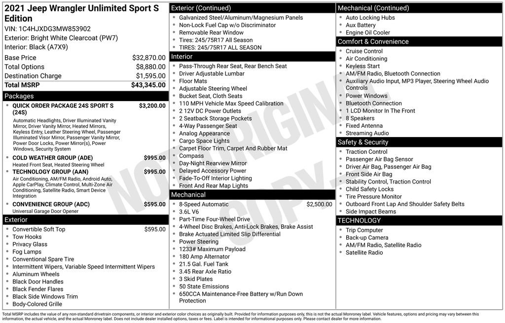 Used 2021 Jeep Wrangler Unlimited Sport image 13