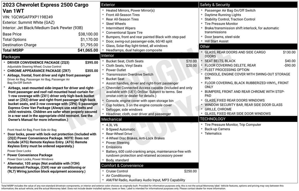 Certified 2023 Chevrolet Express 2500 w/ Driver Convenience Package RWD image 38