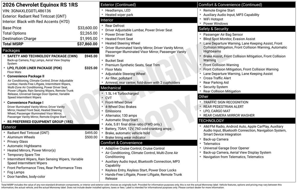 New 2026 Chevrolet Equinox RS w/ Safety and Technology Package FWD image 23