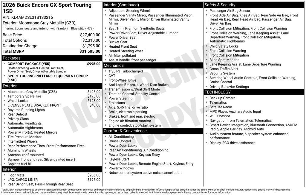 New 2026 Buick Encore GX Sport Touring w/ Comfort Package FWD image 4