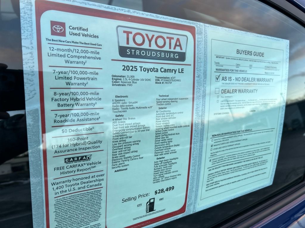 Certified 2025 Toyota Camry LE image 30