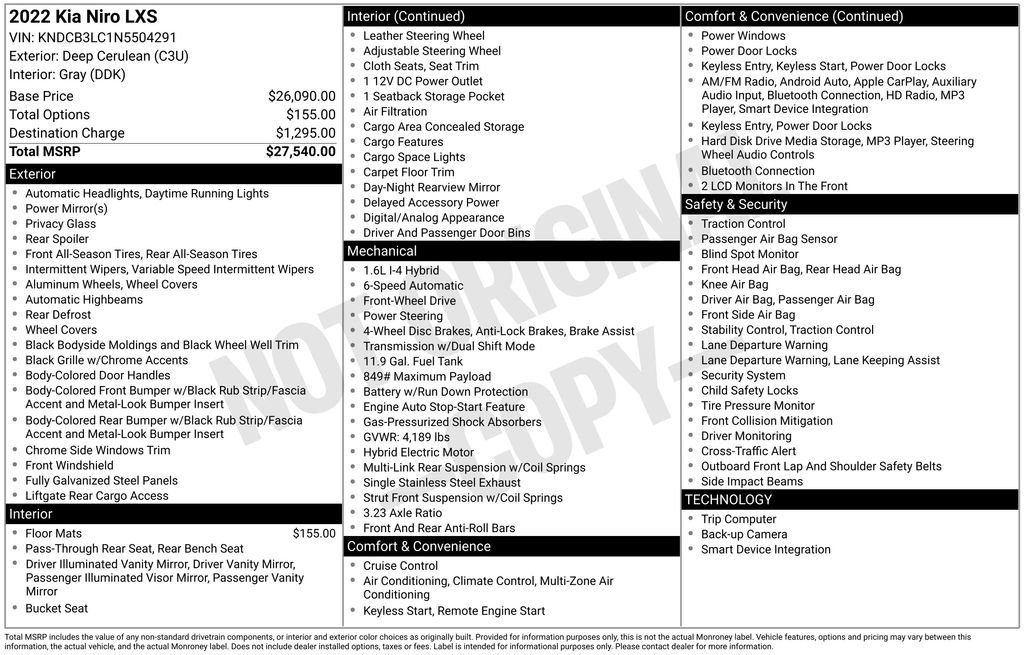 Certified 2022 Kia Niro LXS image 12
